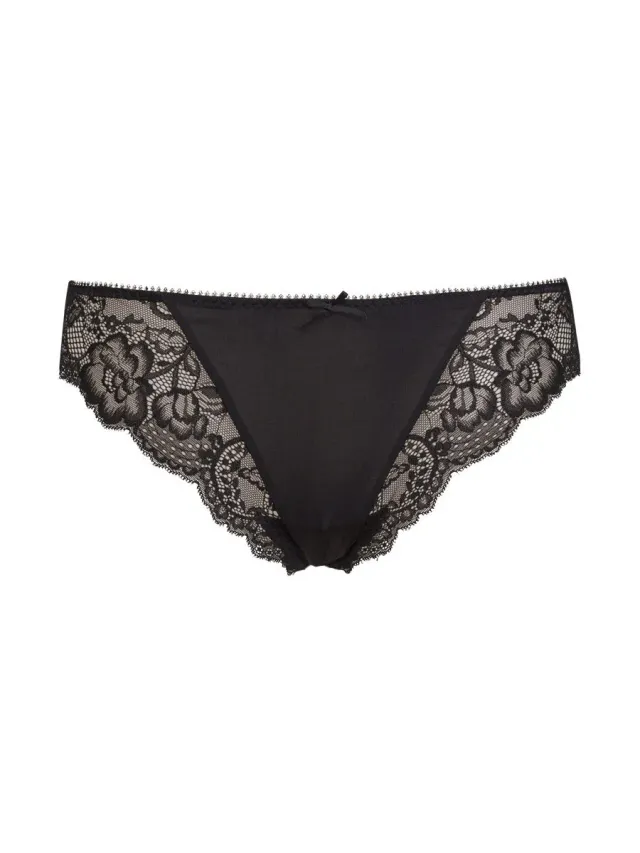 Si'èLei Pure Love 1975 Slip Pizzo Microfibra Nero