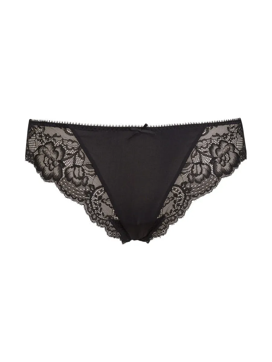 Si'èLei Pure Love 1975 Slip Pizzo Microfibra Nero