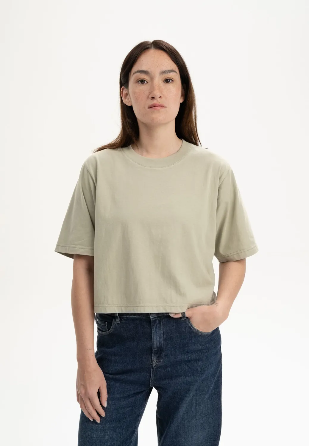 Casagin T-Shirt Crop Donna in Cotone Biologico Azzurro Chiaro
