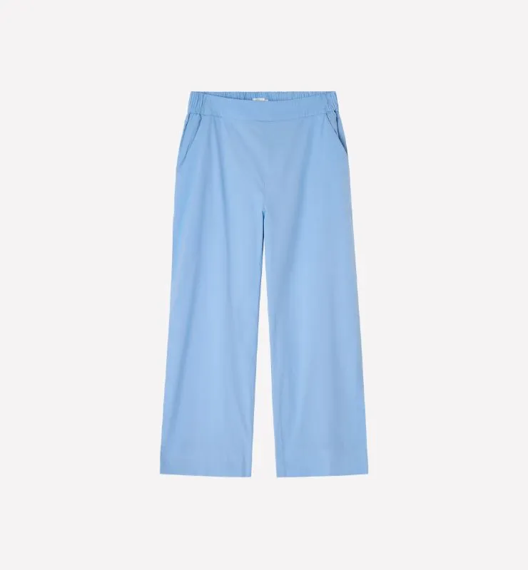 Casagin popeline pantaloni crop donna Azzurro cotone bio