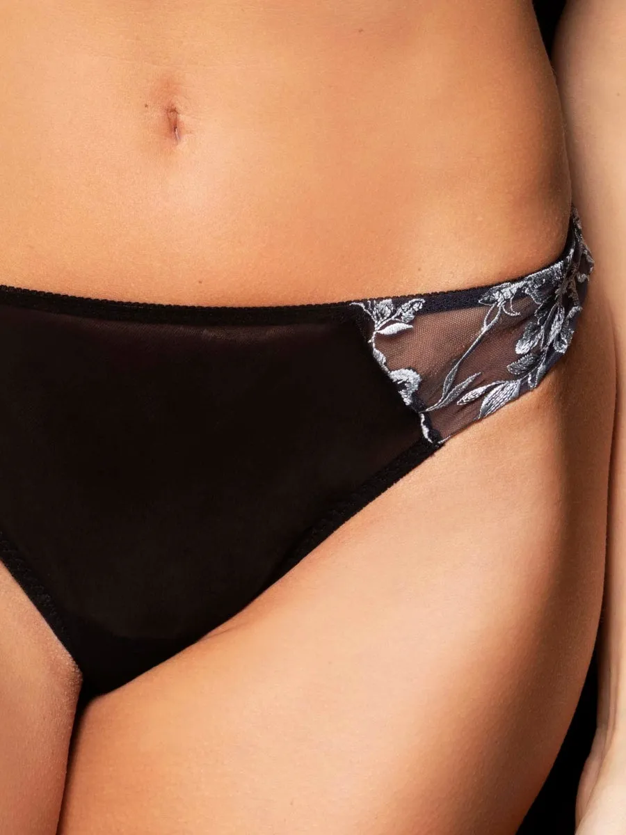Si'èLei 8017 brasiliana nero in tulle ricamato floreale