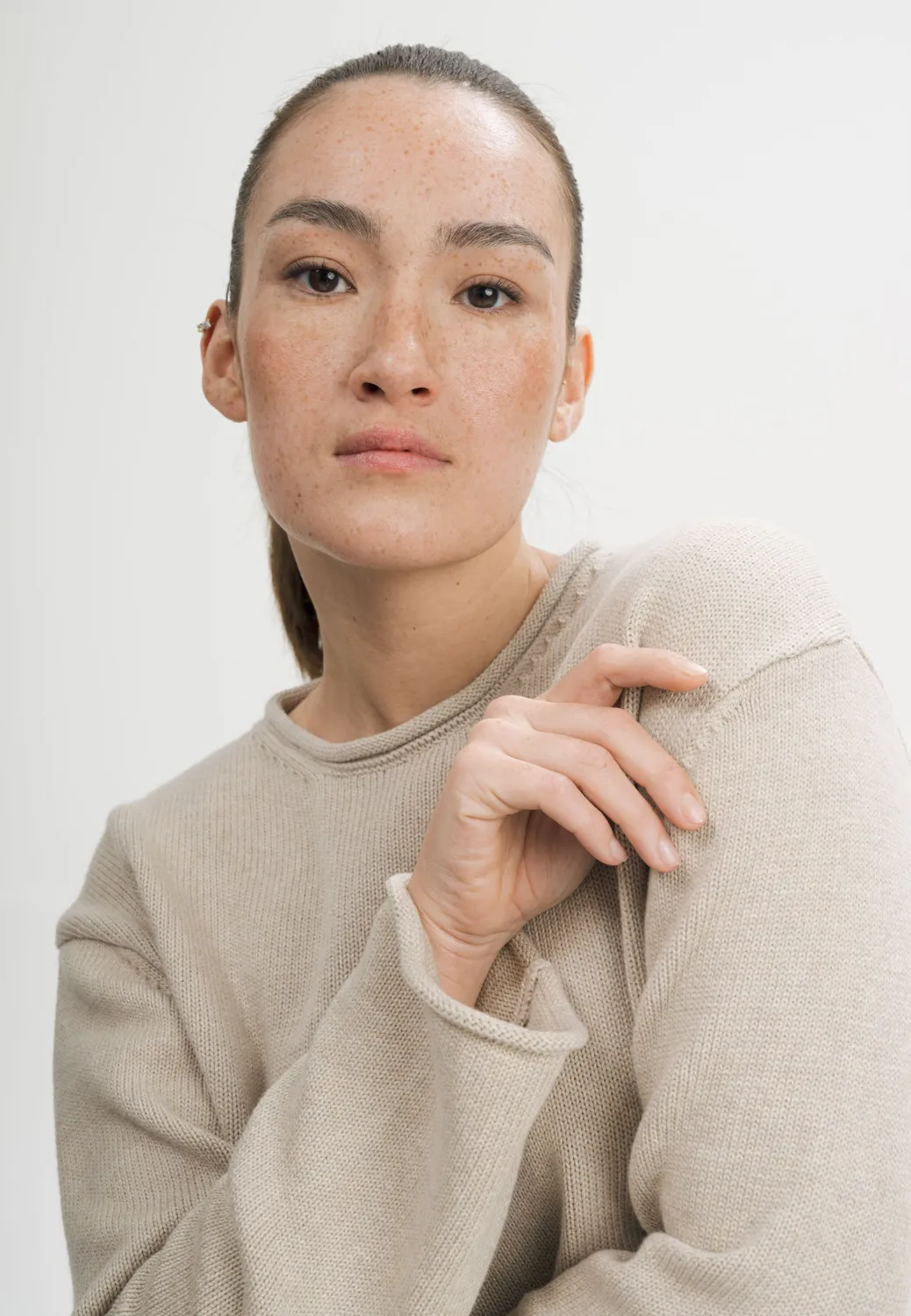 Casagin Maglia girocollo boxy cotone bio avorio medio