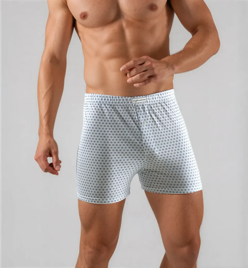 Rossoporpora Boxer Bottone Microfantasia boxer uomo grigio cotone
