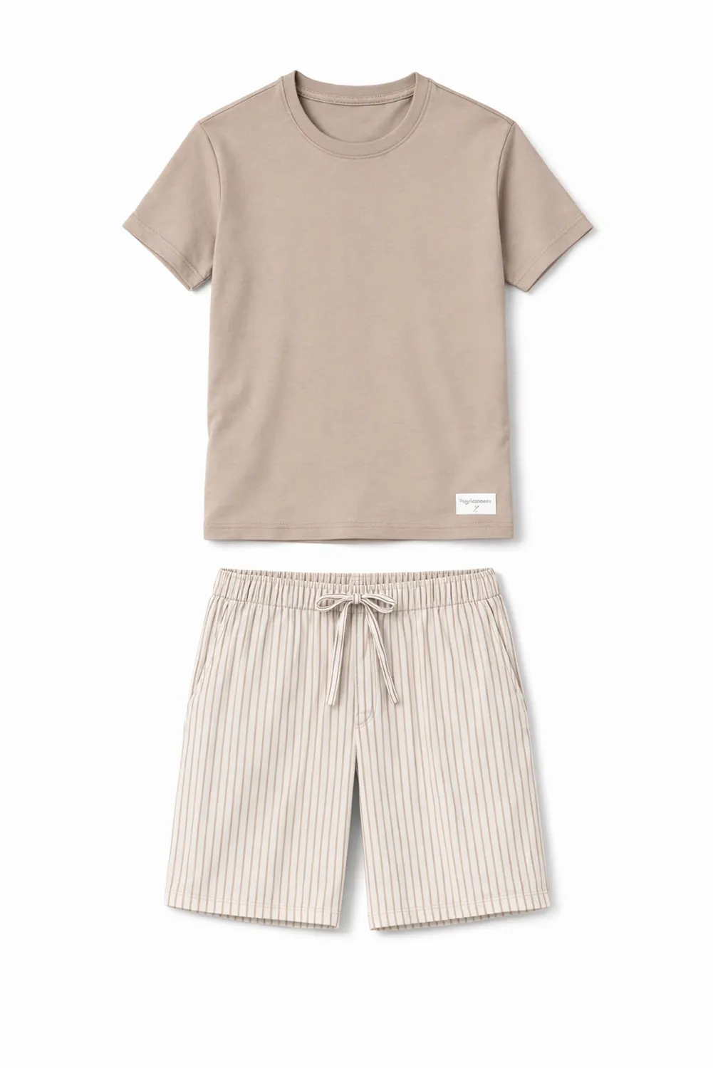 Rossoporpora Pigiama Uomo Cotone Beige Manica Corta