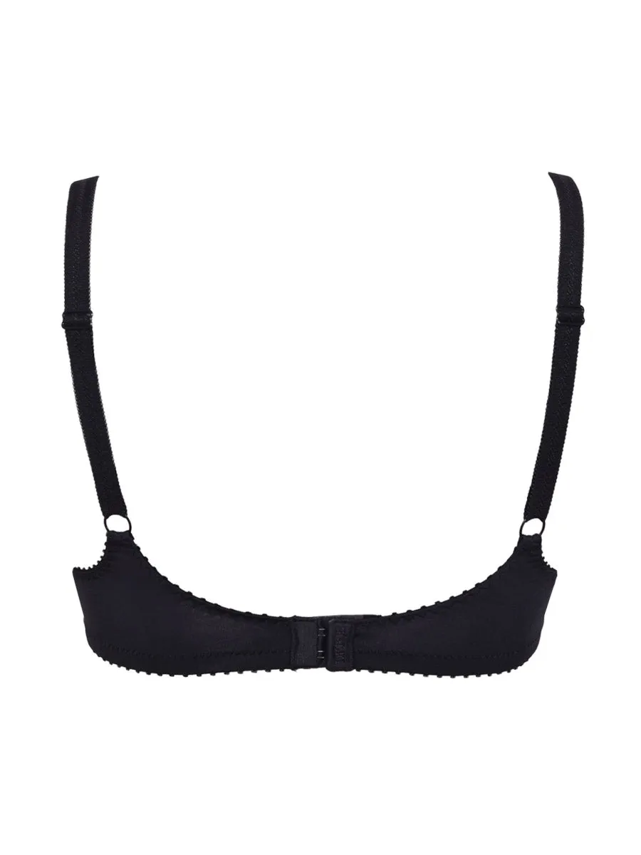 Si'èLei 942 reggiseno francese pizzo nero fodera cotone