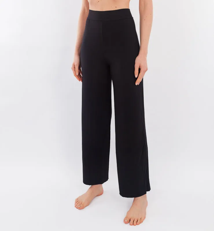 Casagin pantaloni palazzo Tencel neri vita morbida senza elastico