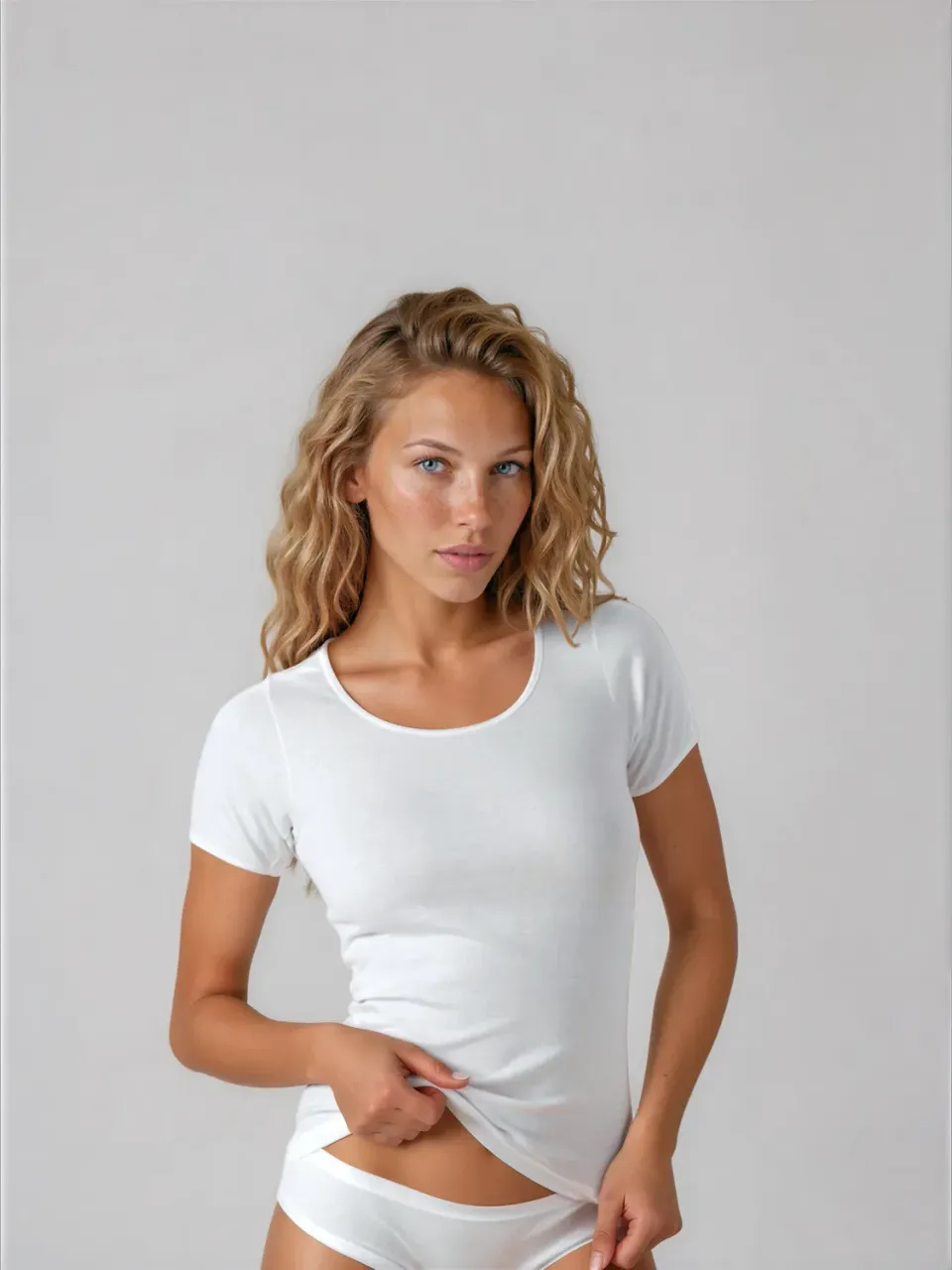 Rossoporpora Maglia Donna Mezza Manica in Costina Cotone