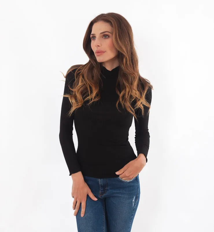 Casagin Tencel Cashmere Lupetto Nero scollo V caldo