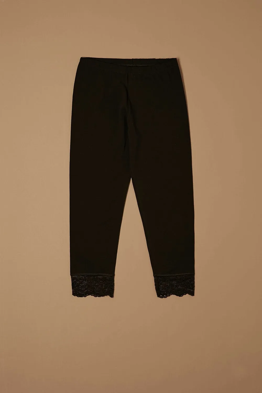 Jadea 4319 leggings capri cotone pizzo nero