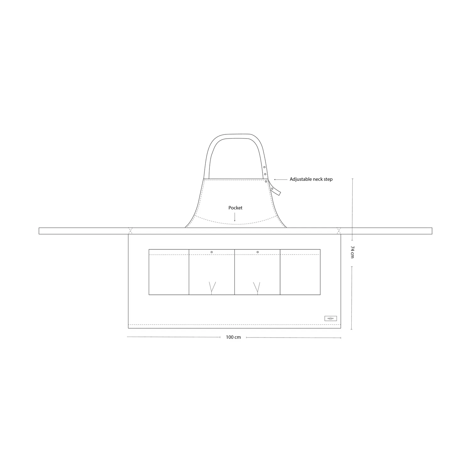 Casagin grembiule creativo cotone bio azzurro tasche