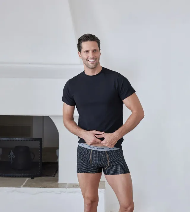Rossoporpora coordinato uomo maglia e boxer blu in cotone