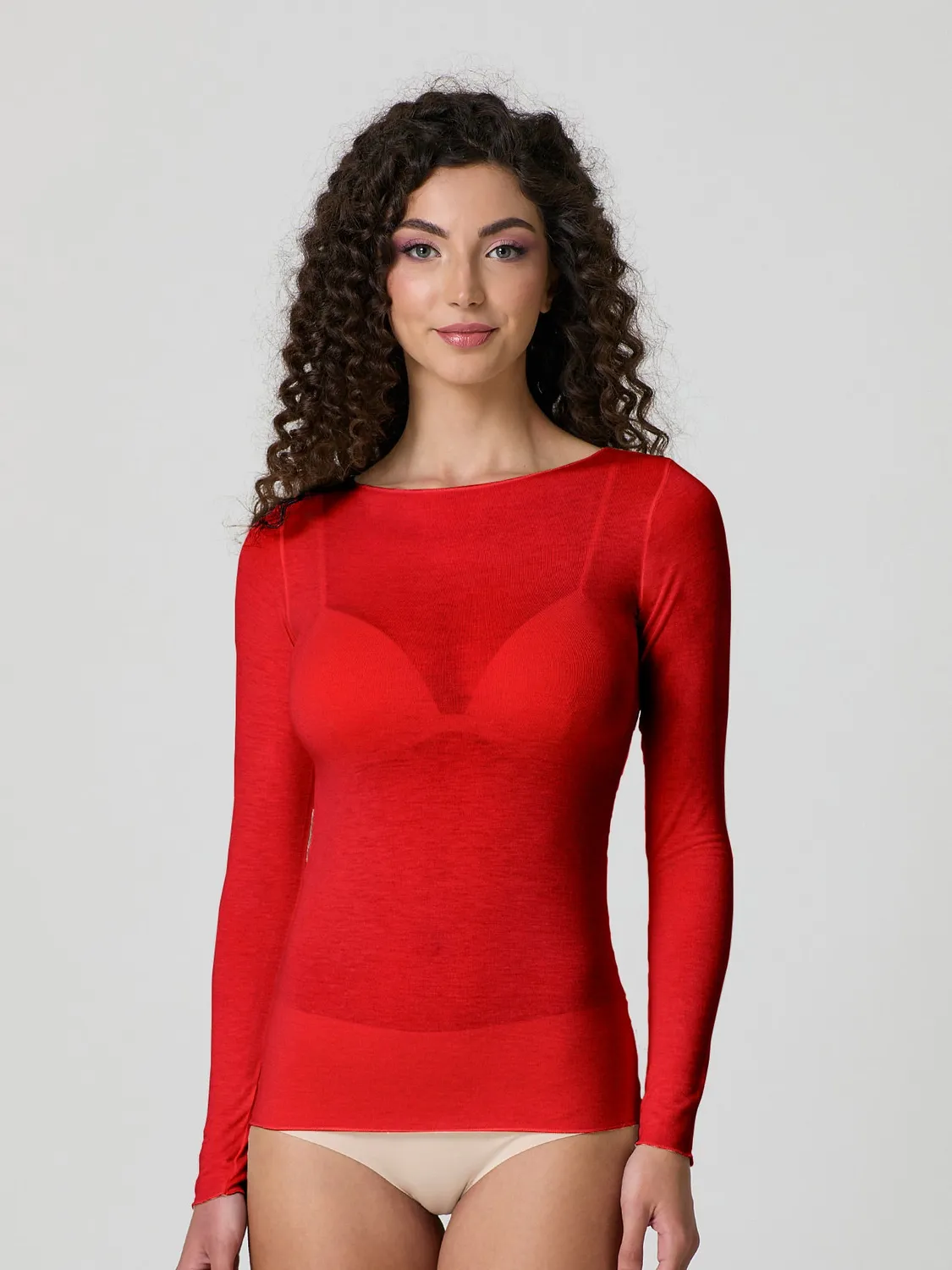 Jadea 4064 maglia scollo barca cashmere rossa
