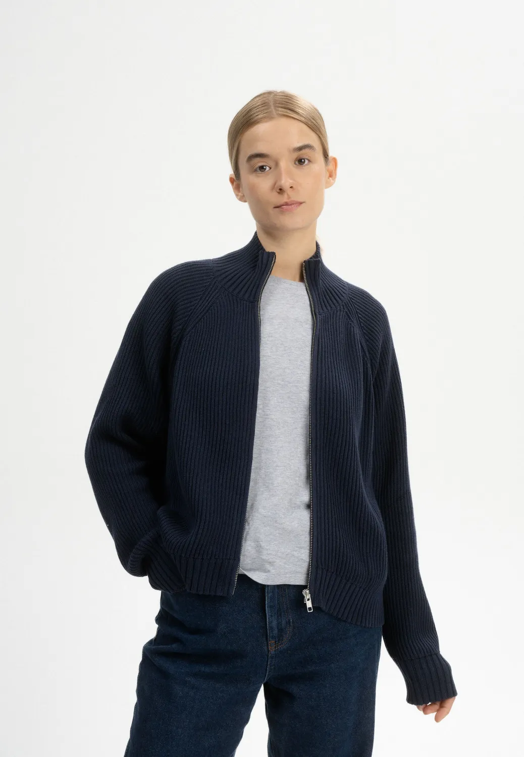 Casagin Cotone Biologico giacca maglia zip crema calda