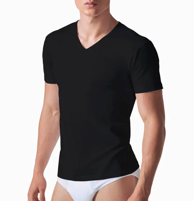 Rossoporpora Mezza Manica Scollo V Maglia Cotone Uomo