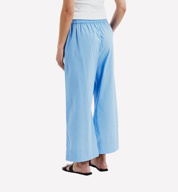 Casagin popeline pantaloni crop donna Azzurro cotone bio