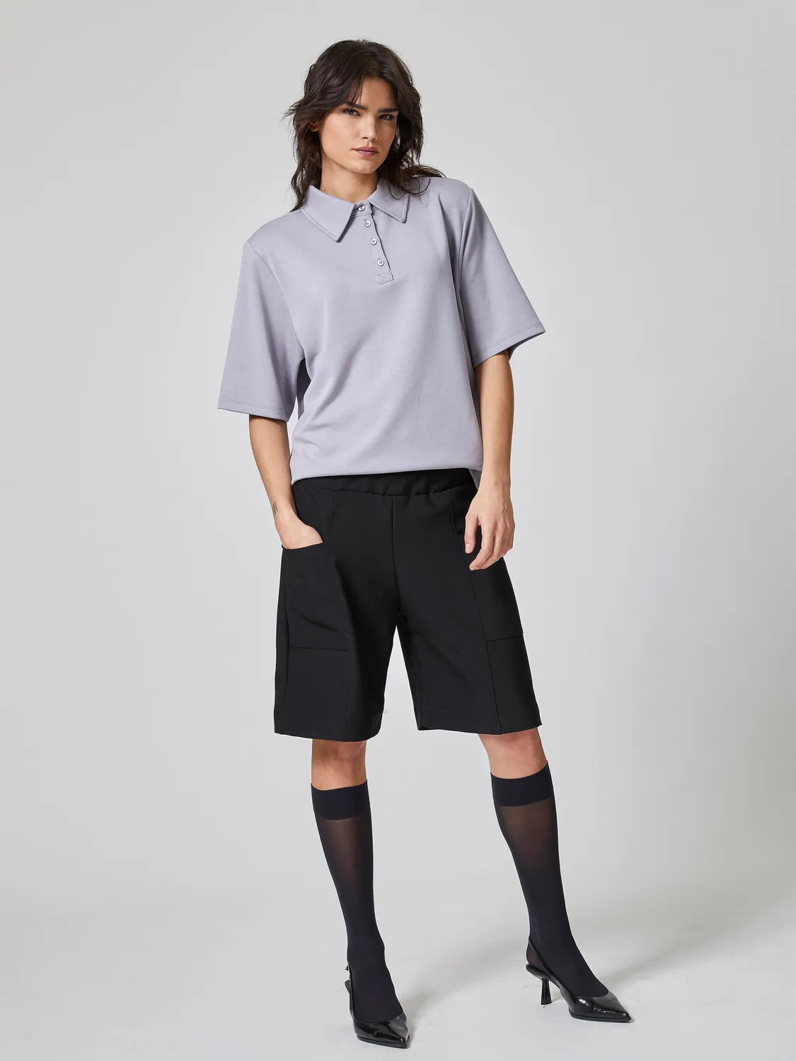 Jadea 4016 Bermuda Donna Antracite Effetto Lana