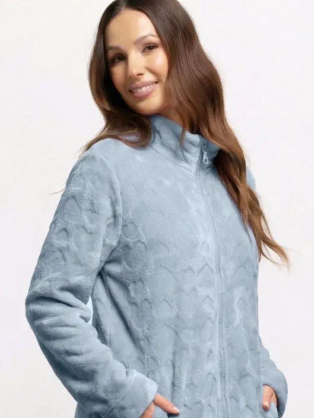 SièLei Coraline Soft OF71 vestaglia corallo azzurro calda con zip