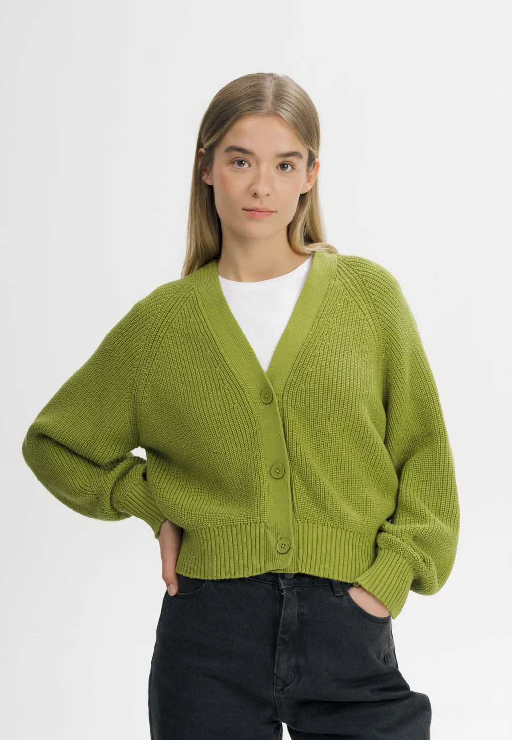 Casagin cardigan crema in cotone organico scollo V