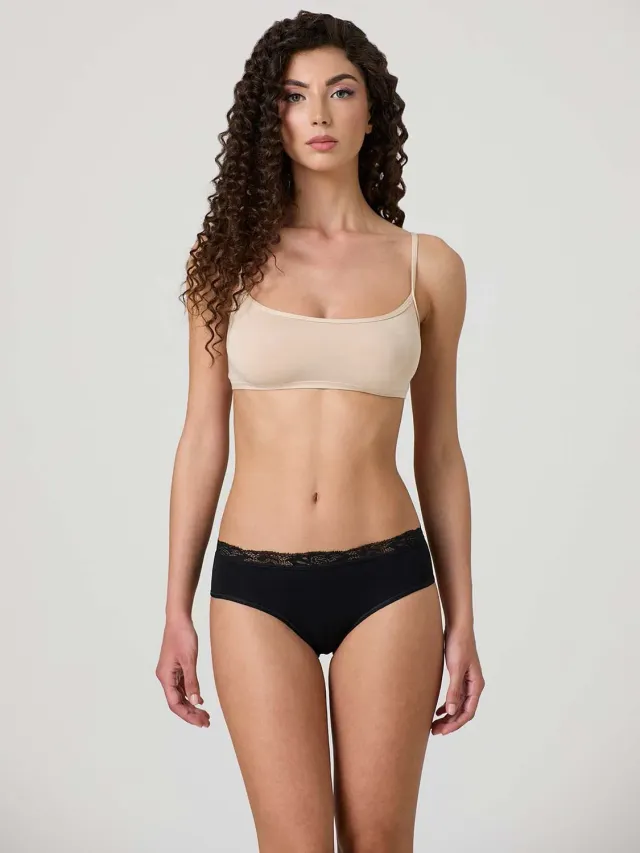 Jadea Basic 060 Slip Cotone Nero Fascia Pizzo