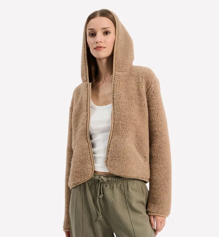 Casagin Pile cappuccio lana ultraleggero marrone teddy