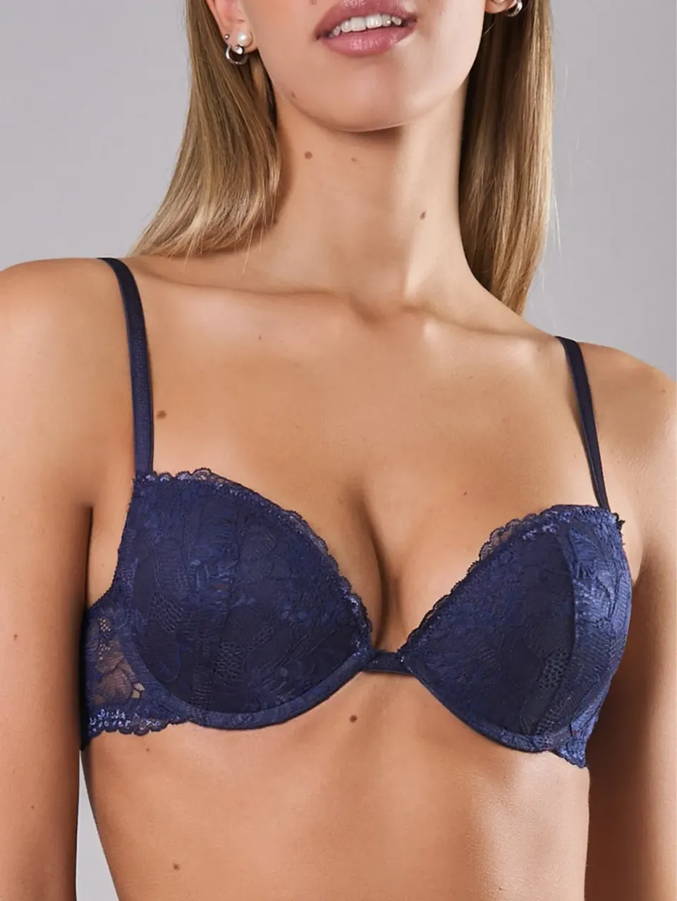 Si'èLei Only Lace 8034 Reggiseno Push-up Blu in Pizzo