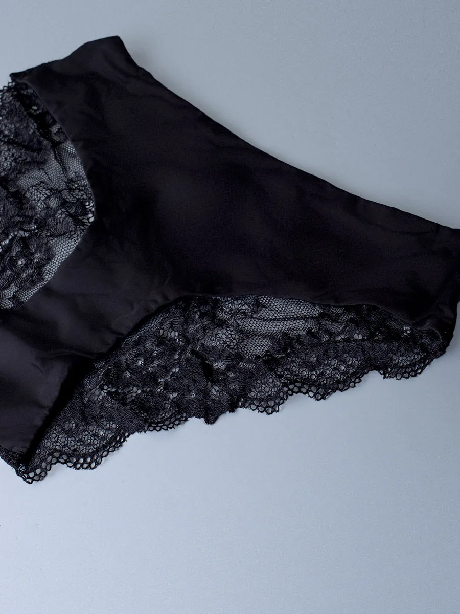 Si'èLei Wonder Lace 2445 slip nero microfibra e pizzo smerlato