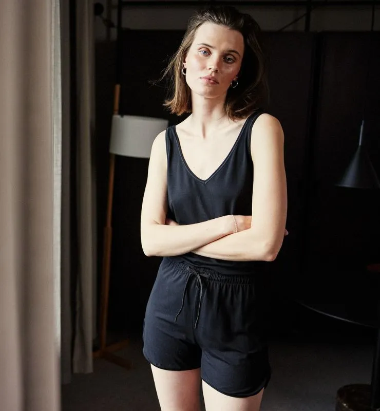 Casagin pigiama corto nero canotta in Tencel