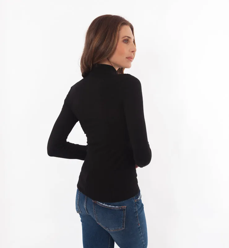 Casagin Tencel Cashmere Lupetto Nero scollo V caldo