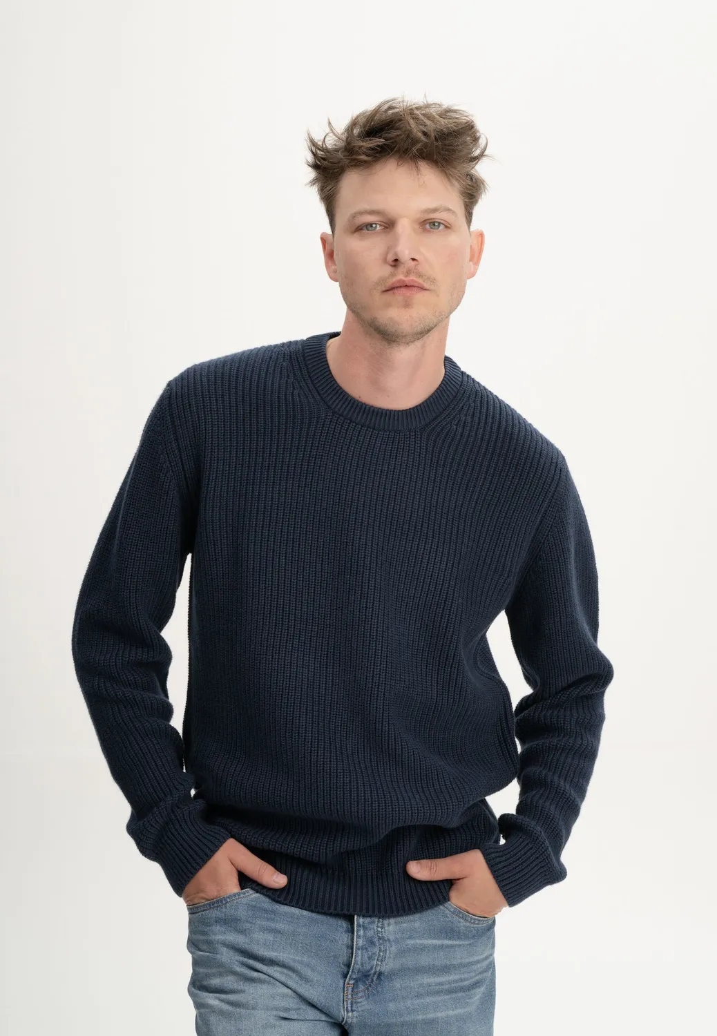 Casagin Maglione uomo girocollo cotone biologico Blu