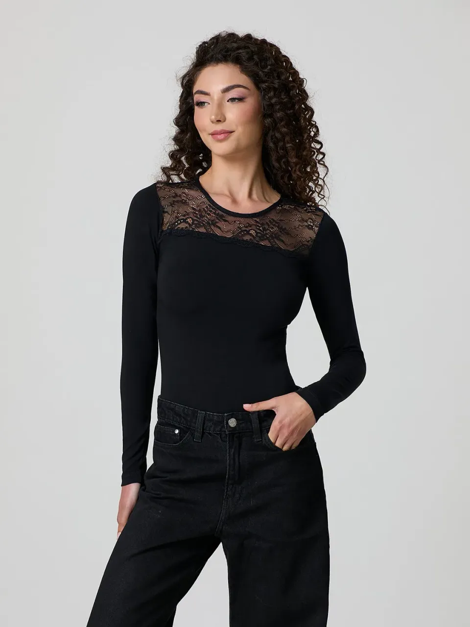 Jadea Basic 4404 Body Cotone Nero Manica Lunga