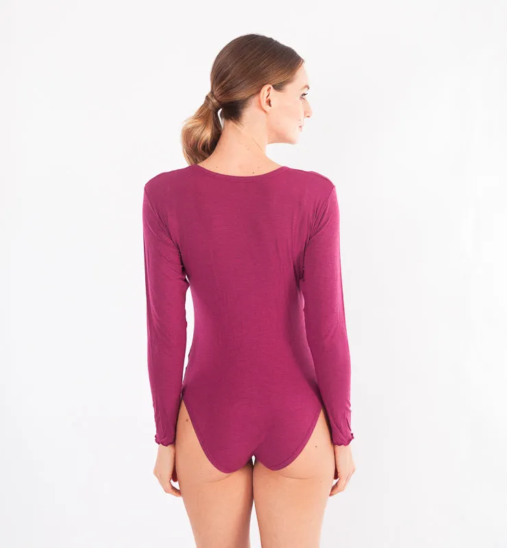 Casagin body girocollo Tencel cashmere donna nero manica lunga