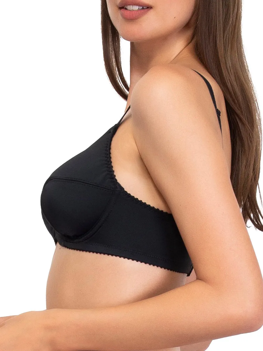 SièLei Donna 962 reggiseno francese nero cotone con ferretto