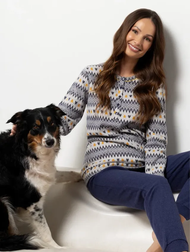 Si'èLei Zig Love ZL15 pigiama donna blu fantasia nordica