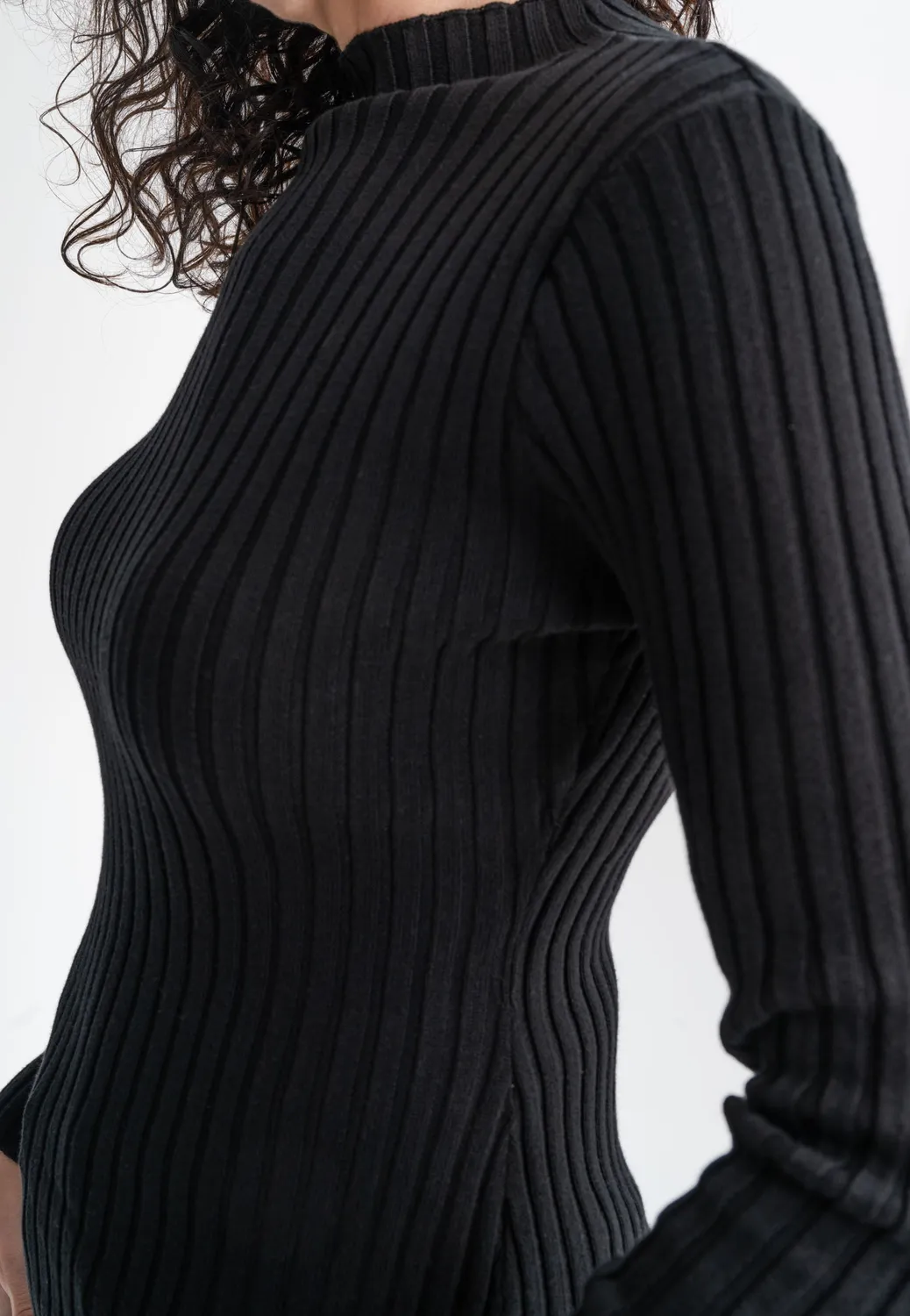 Casagin Maglia Coste collo alto maglia crema cotone bio