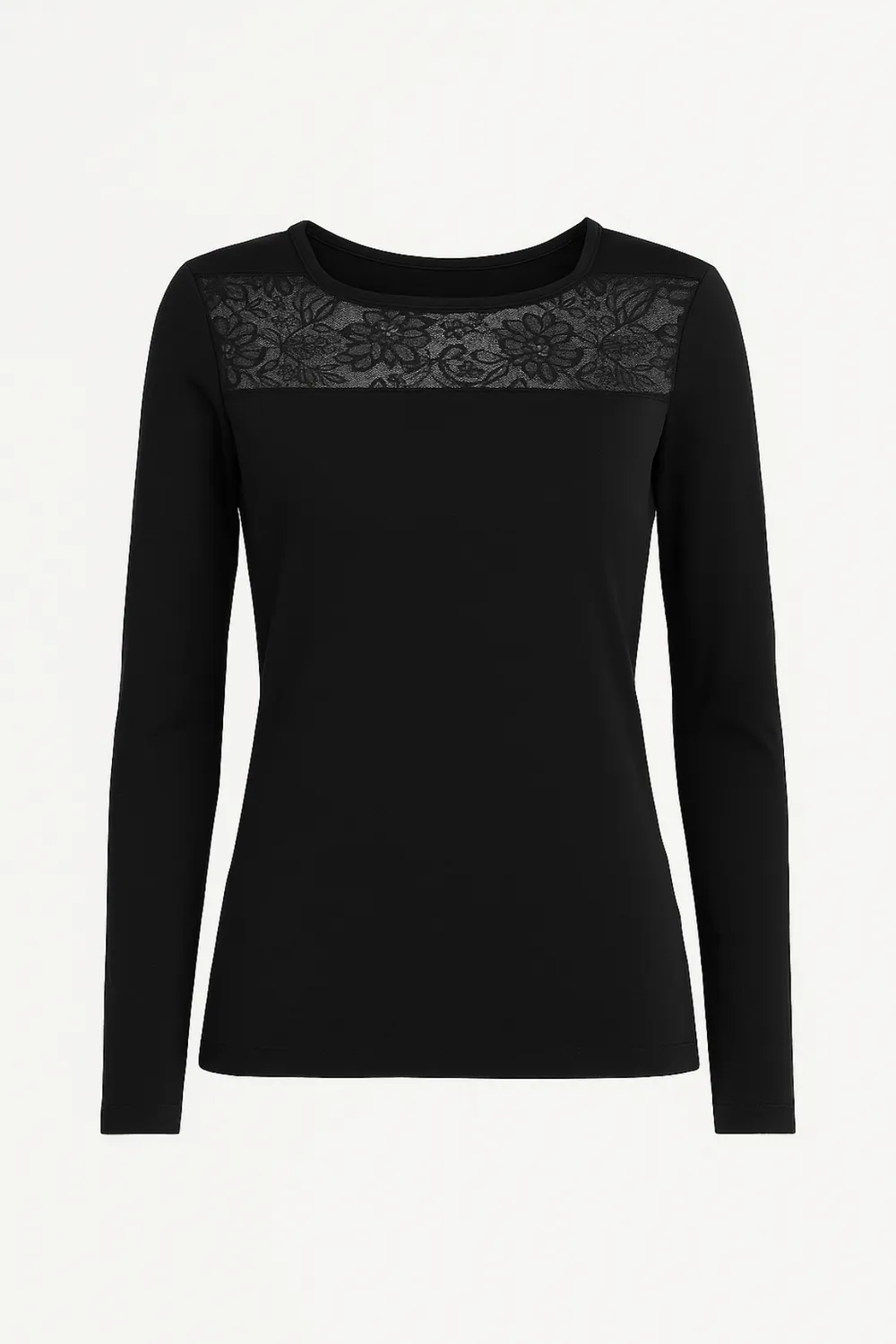 Rossoporpora Inserto Pizzo maglia nera cotone manica lunga