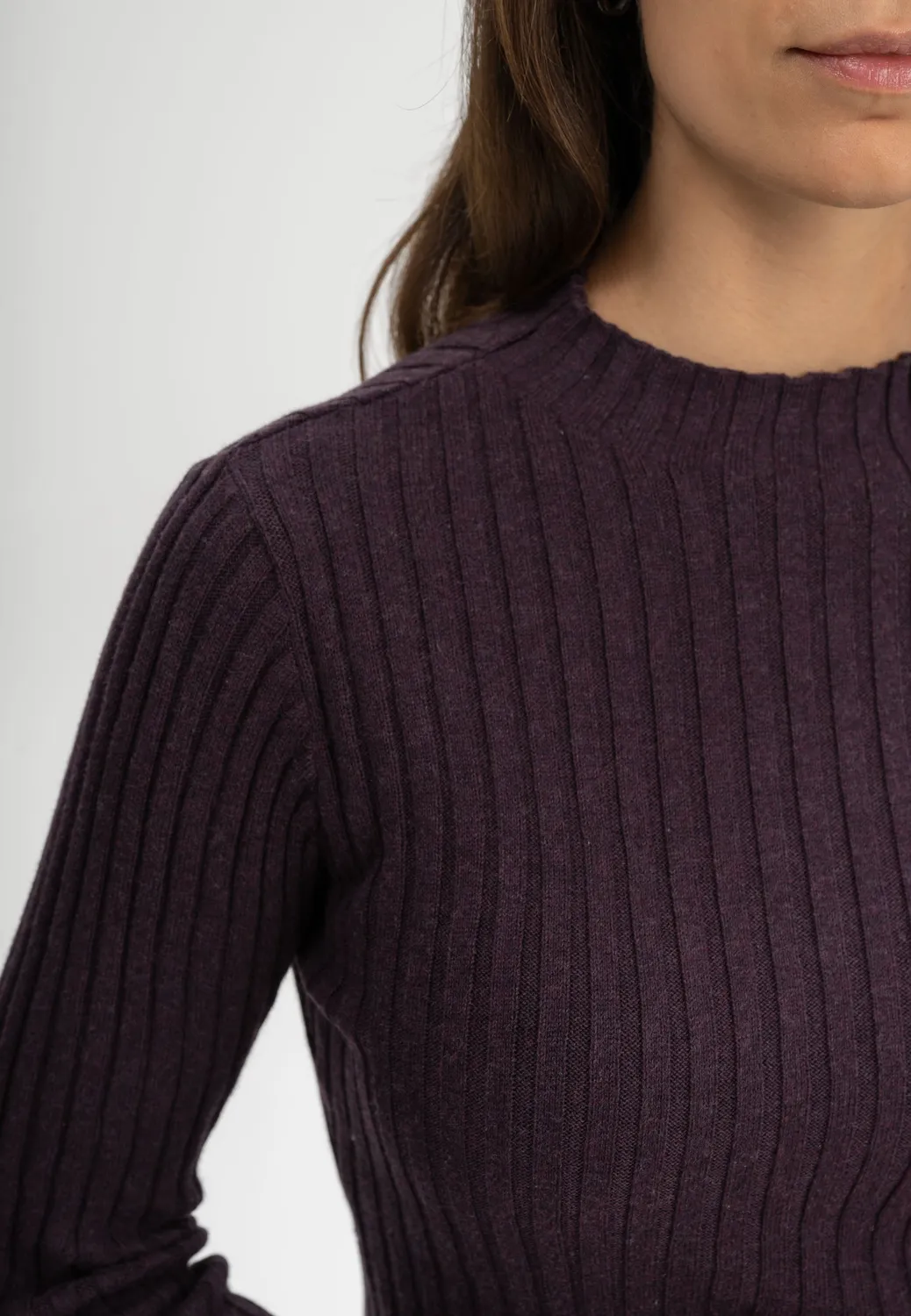 Casagin Maglia Coste collo alto maglia crema cotone bio