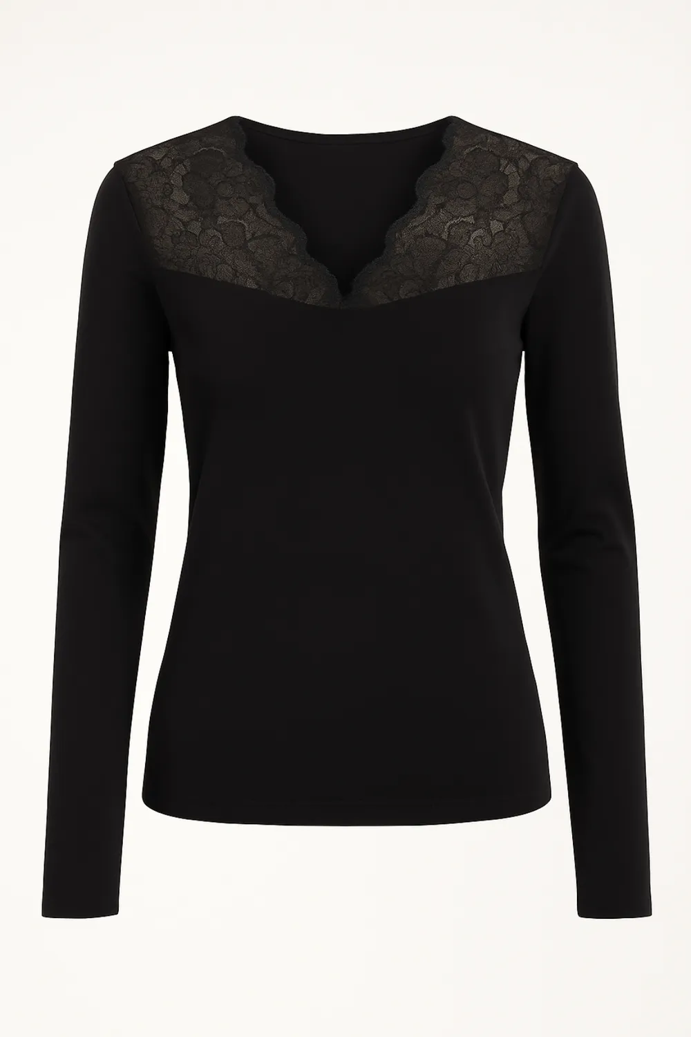Rossoporpora Pizzo maglia donna manica lunga nera