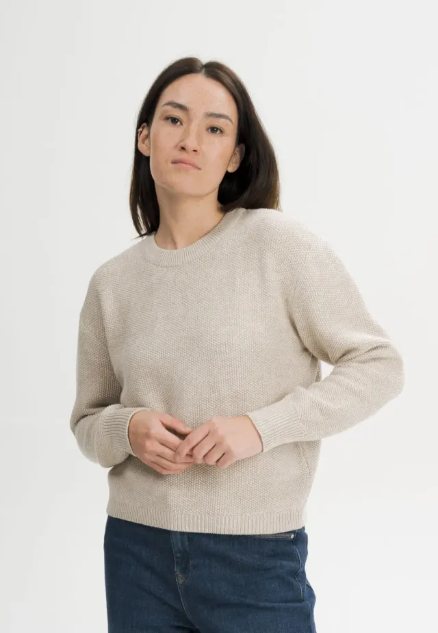 Casagin perlata maglia donna crema cotone bio regular