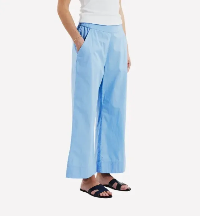 Casagin popeline pantaloni crop donna Azzurro cotone bio