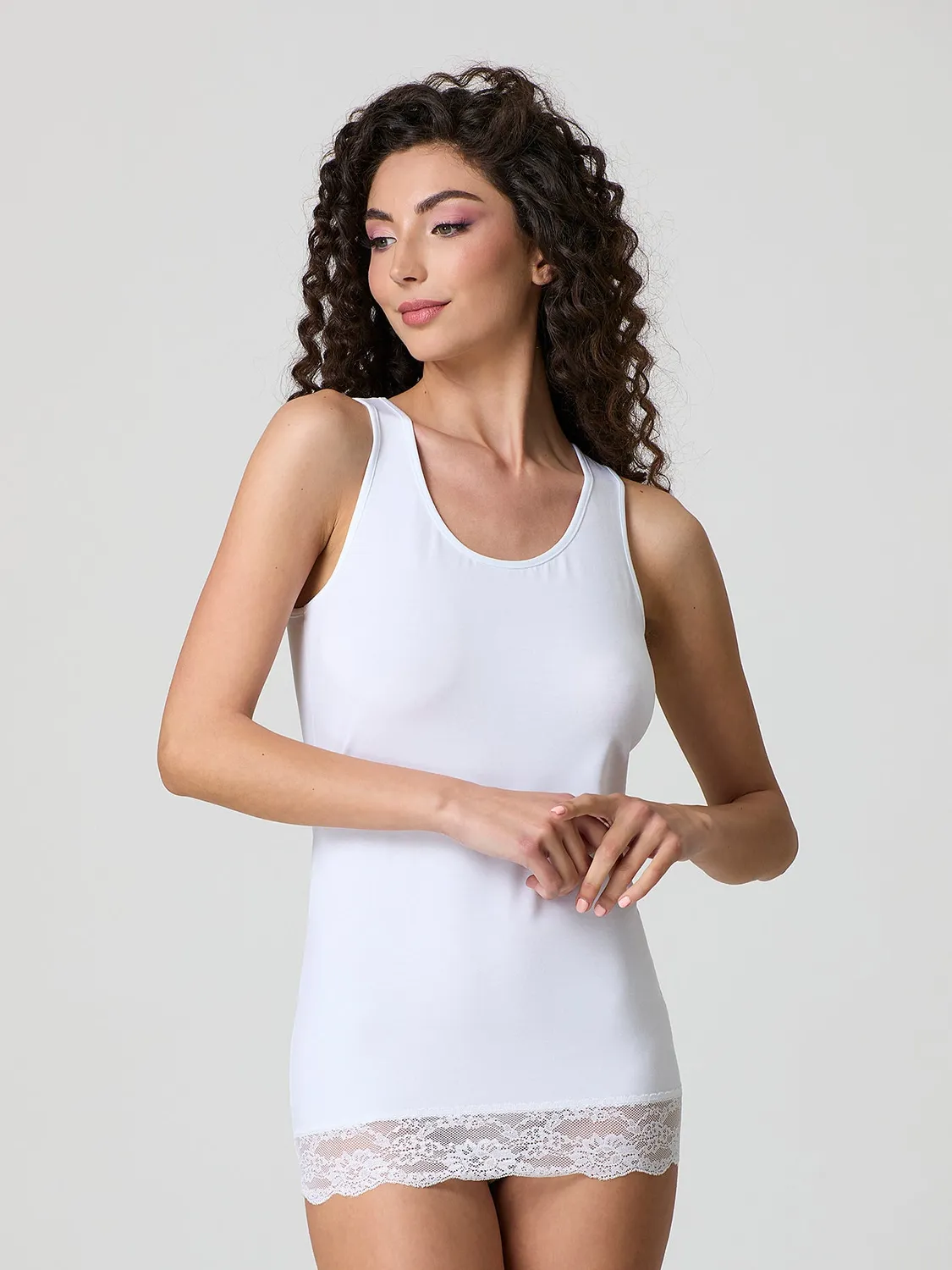Jadea Basic 4328 canotta cotone pizzo nero