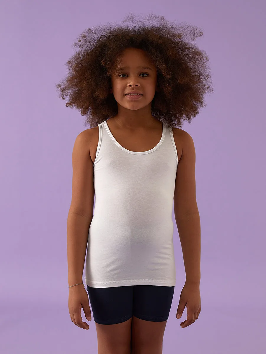 Jadea 283 canotta bambina cotone elasticizzato bianca