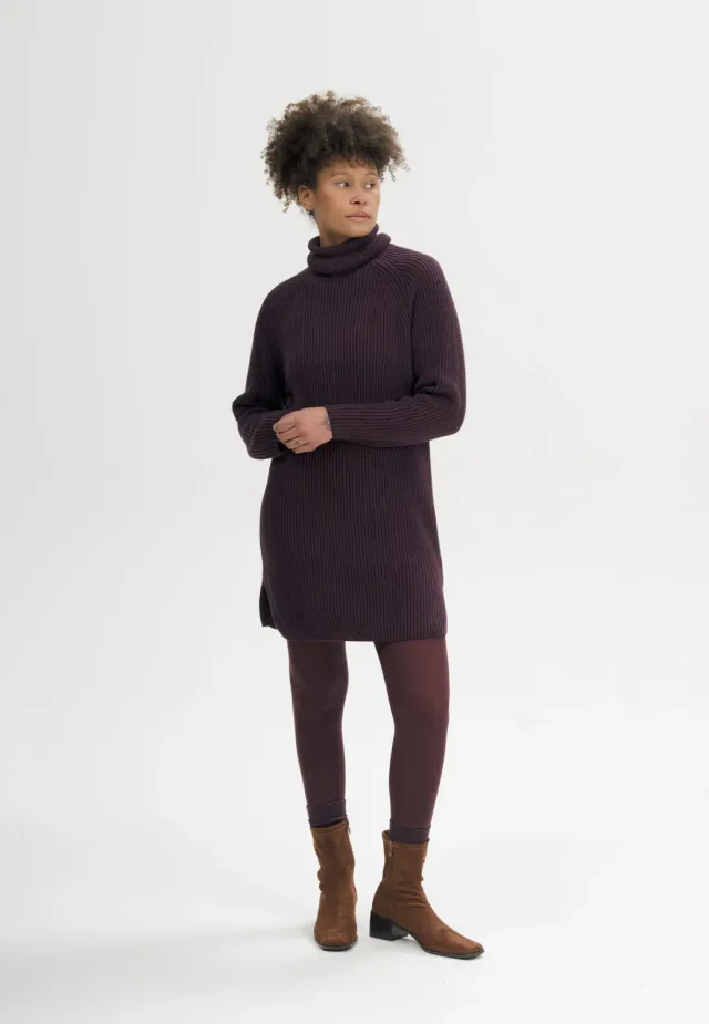 Casagin abito maglia collo alto bordeaux cotone