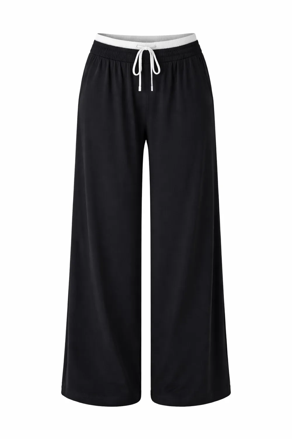 Rossoporpora Pantalone Donna Viscosa Nero ampio doppio cinto