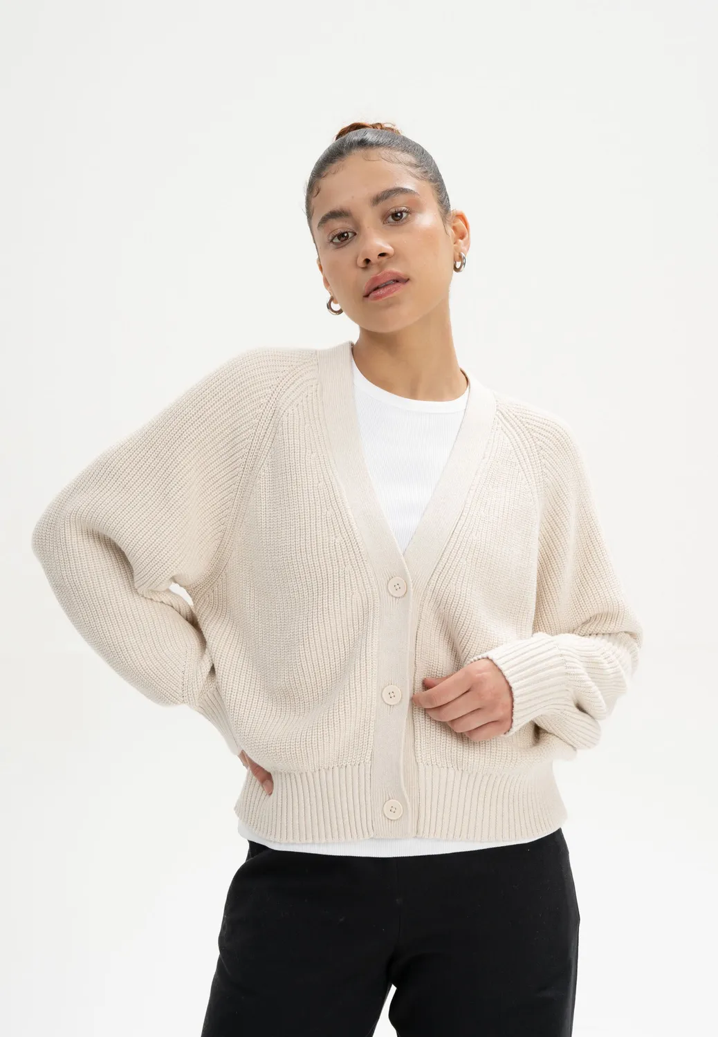 Casagin cardigan crema in cotone organico scollo V