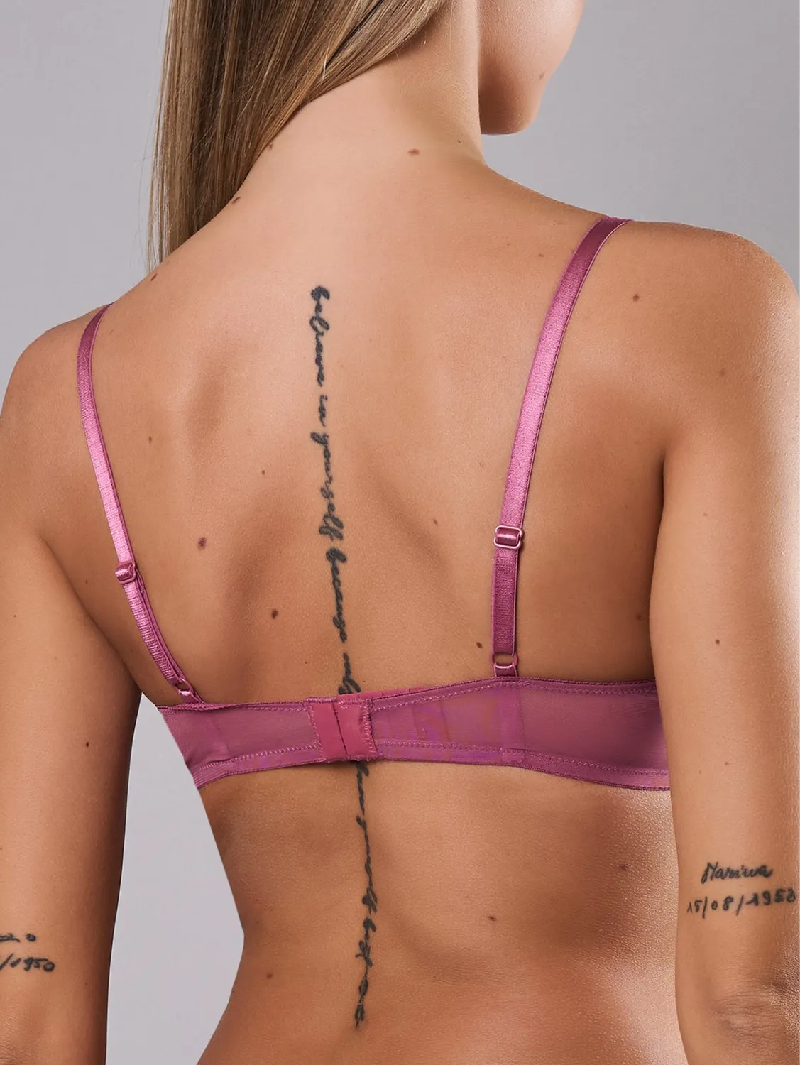 Si'èLei 8012 reggiseno malva imbottito ricamo floreale