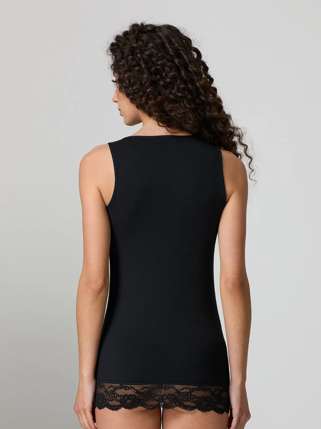 Jadea Basic 4328 canotta cotone pizzo nero