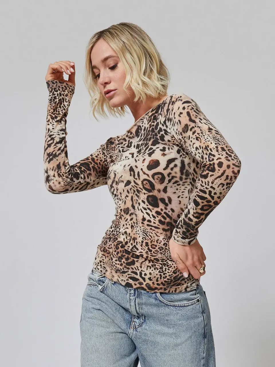 Jadea 4001 Maglia Animalier Cashmere Manica Lunga