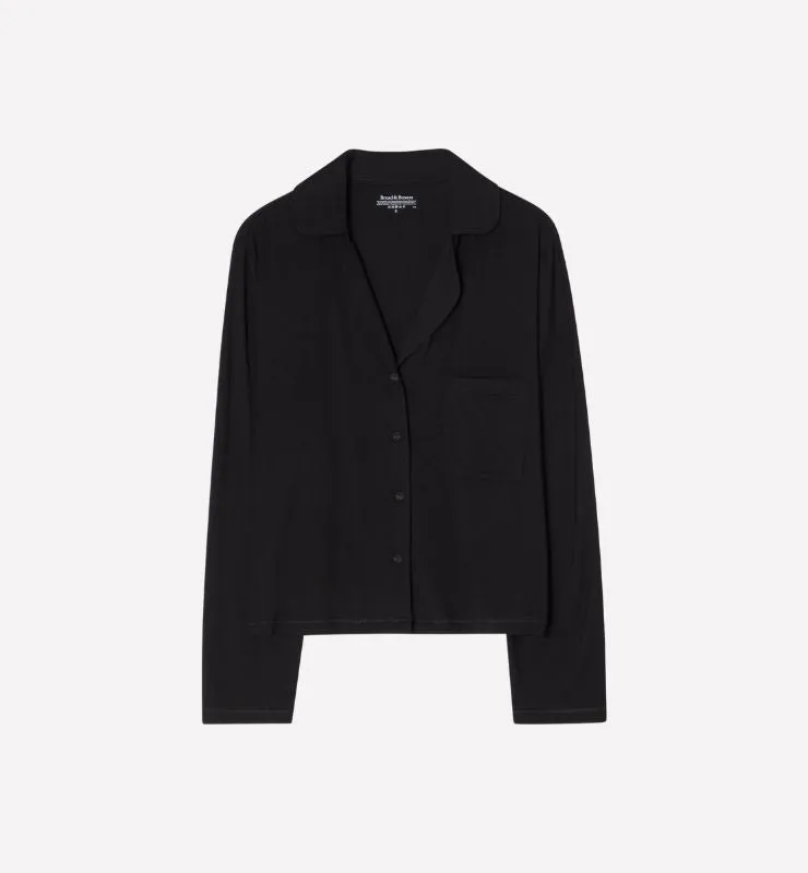 Casagin Pigiama Lungo TENCEL MicroModal Camicia Nero