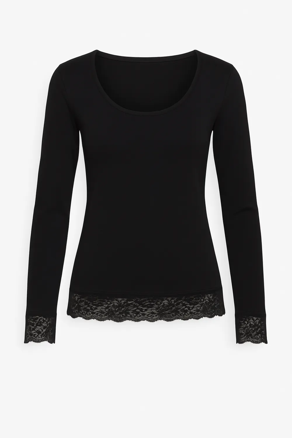 Rossoporpora Maglia Donna Lollo Manica Lunga Pizzo Nero