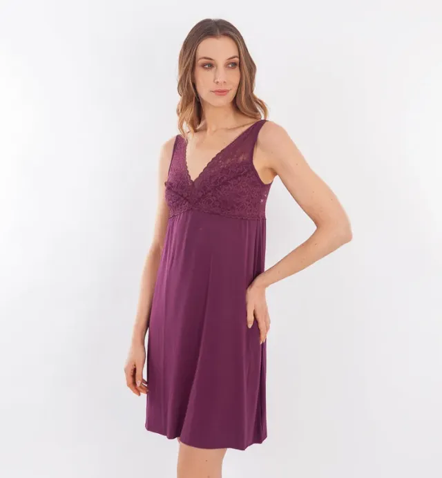 Casagin Vanessa sottoveste bordeaux pizzo biodegradabile